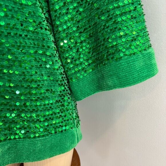 ZARA NEW SEQUIN KNIT VELOUR TUNIC TOP LIMITED EDTION GREEN SIZE SMALL - Picture 5 of 15